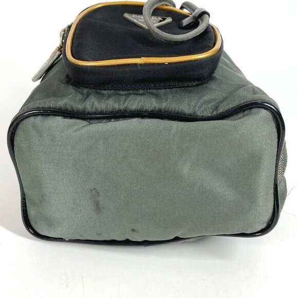 PRADA triangle logo mini bag pouch drawstring Hand Bag Gray/Black - Picture 5 of 11
